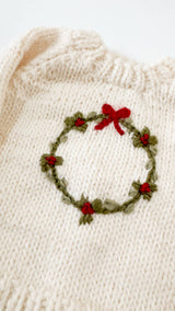 Wreath Sweater Baby Kid Christmas Holiday Bow