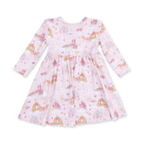 Princess Unicorns and Castle - Twirly Long Sleeve Dress with Bike Short