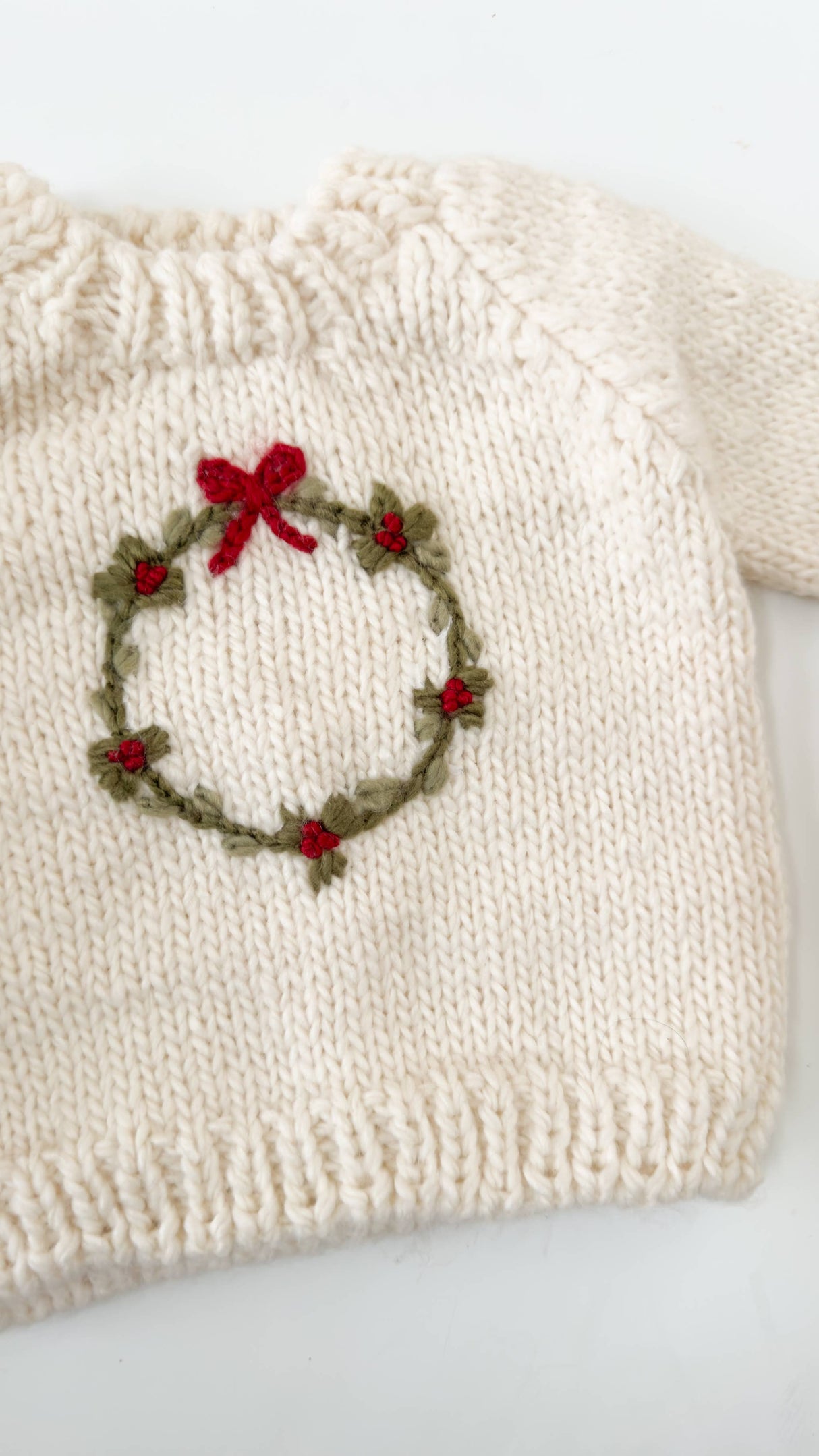 Wreath Sweater Baby Kid Christmas Holiday Bow