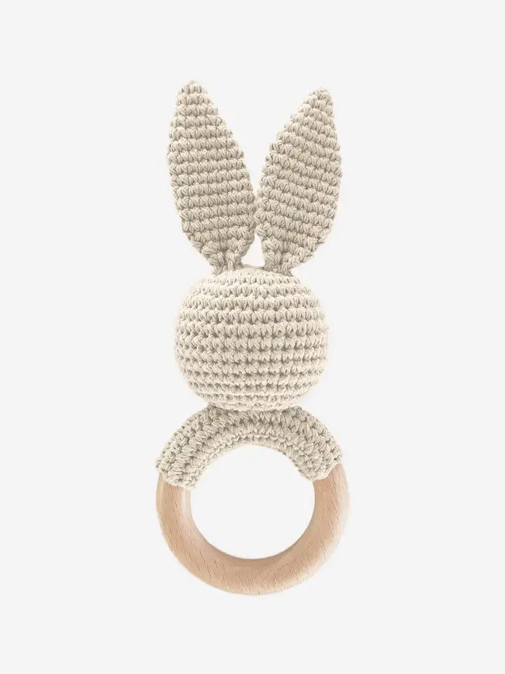 Cotton Rattle Teether Bunny Baby Gift Crochet Spring