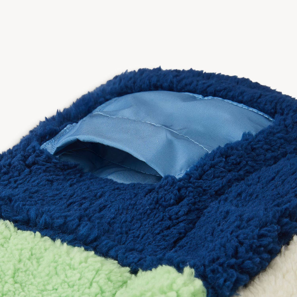 BLUE COLORBLOCK SHERPA BOYS JACKET