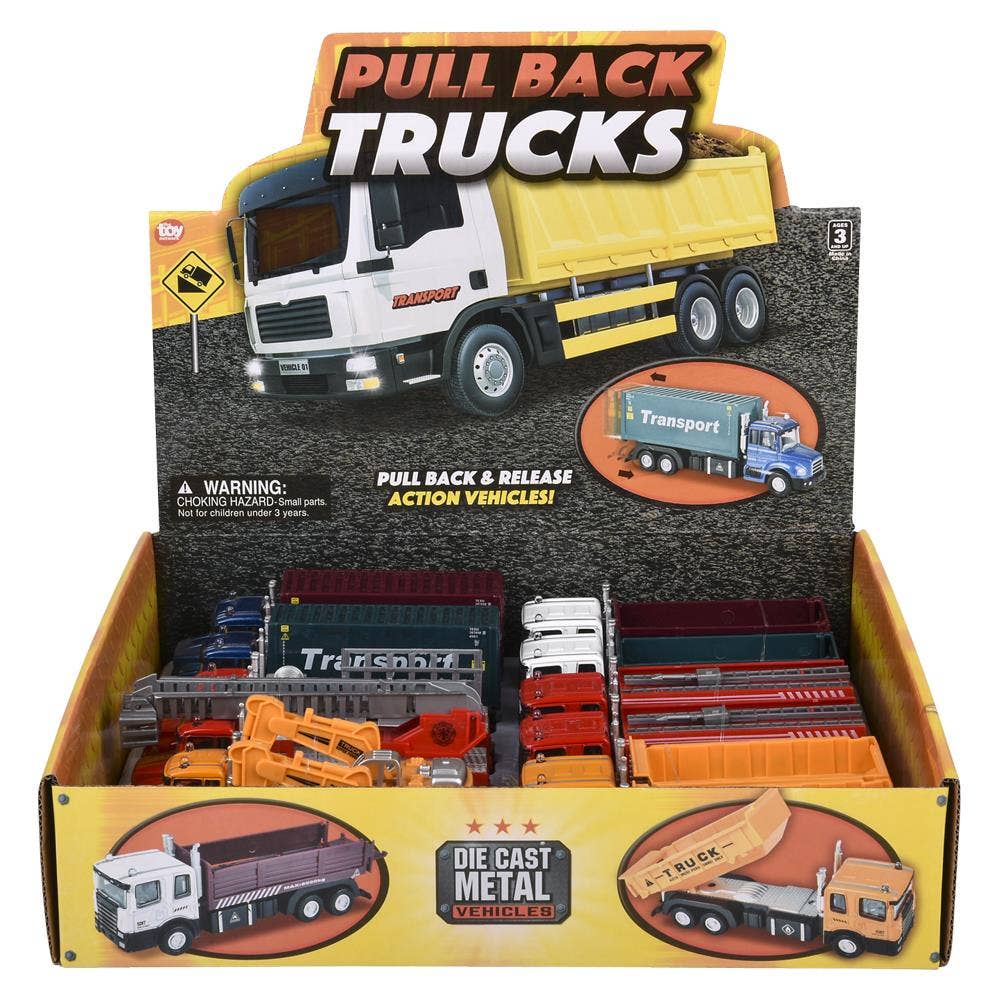 6" Diecast Pull Back Truck Assortment  12/Disp