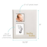 Hello Baby Gray Linen Baby Keepsake Book