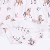 I Love Horses - Long Sleeve Ruffle Bodysuit Dress