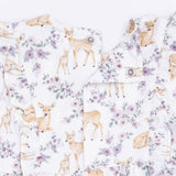 Floral Deer - Long Sleeve Ruffle Bodysuit Dress