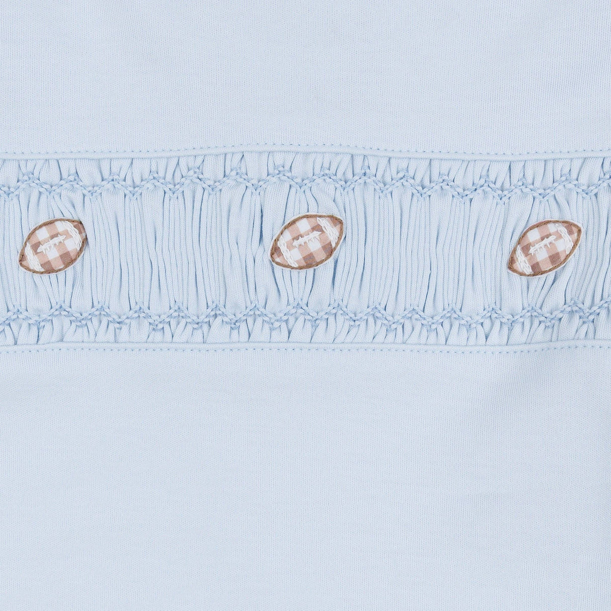 Tiny Tailgater Smocked Footie - Light Blue
