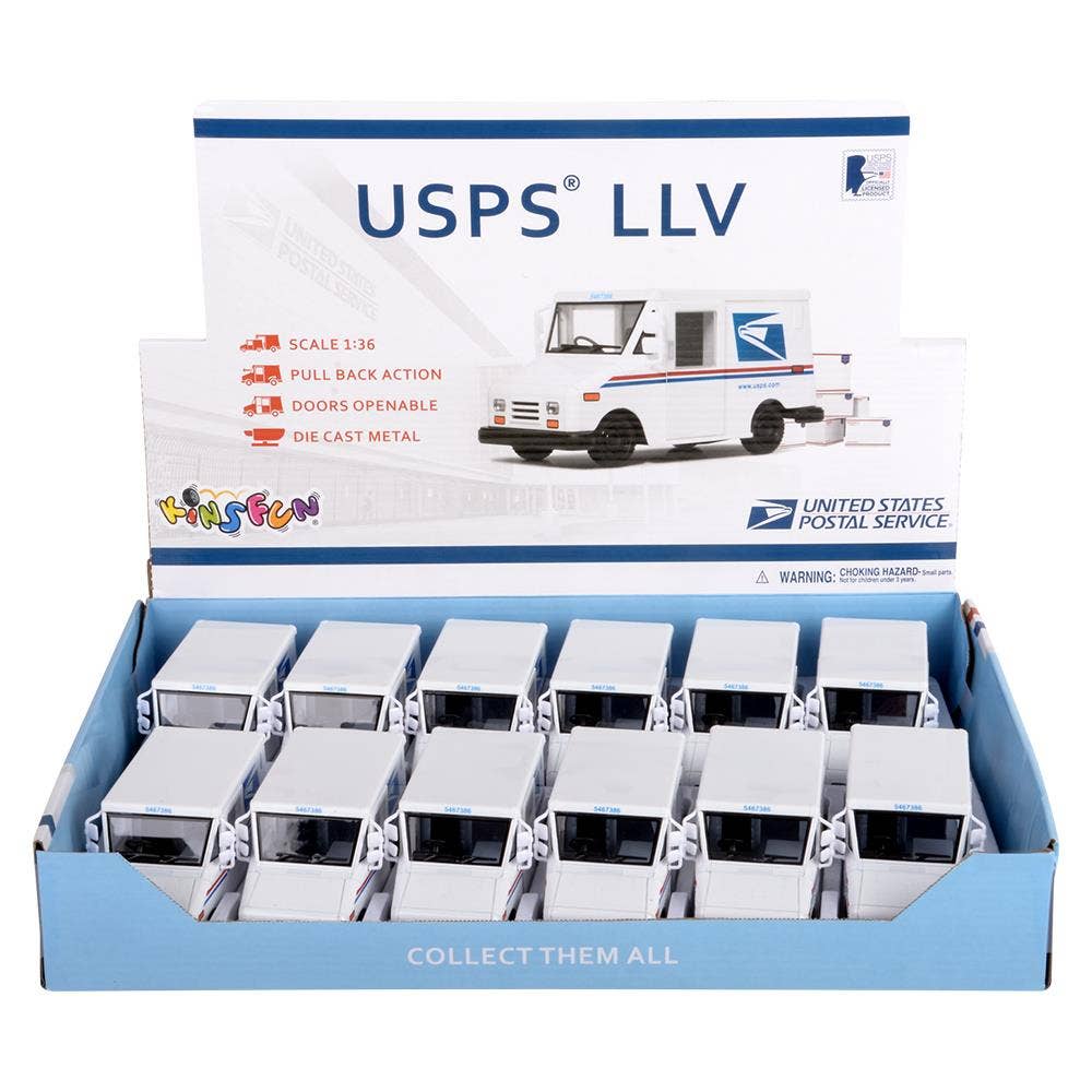 5" Diecast Us Postal Service Mail Delivery Truck 12/Disp