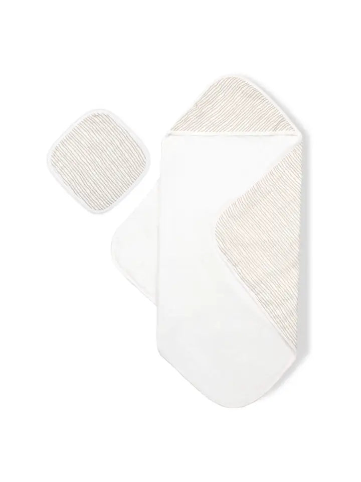 Sandy Taupe Hooded Baby Towel and Washcloth Set
