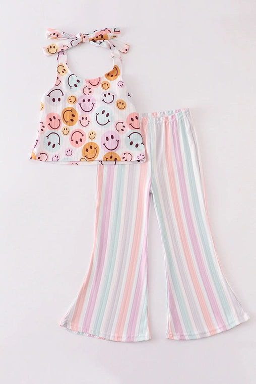 Smile Print Stripe - Pants/Shirt Set