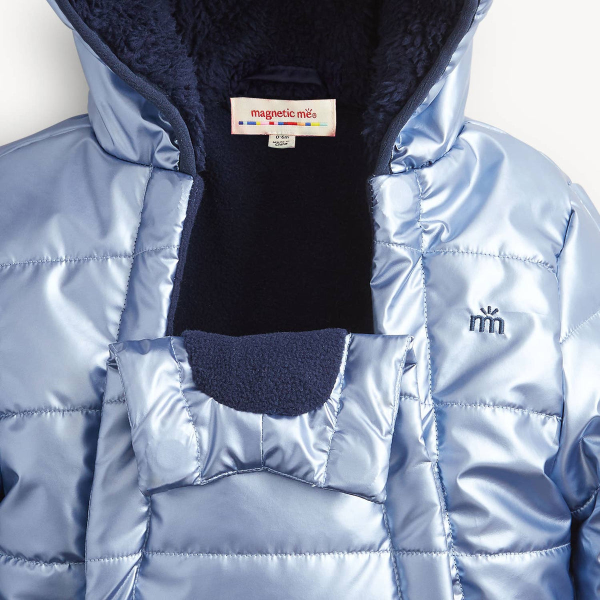BLUE SOLID METALLIC BOYS PUFFER PRAM