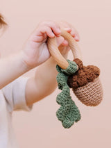 Cotton Rattle Teether Acorn Baby Gift Spring Summer Fall