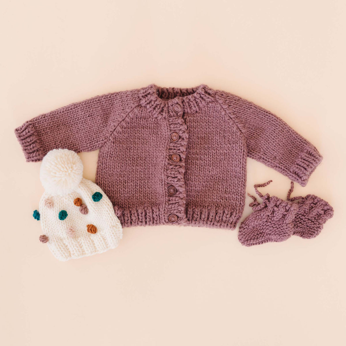 Classic Booties, Mauve | Hand Knit Baby Shoes