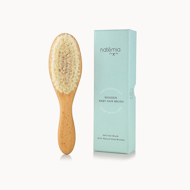 Wooden Baby Hair Brush With Natural Bristles