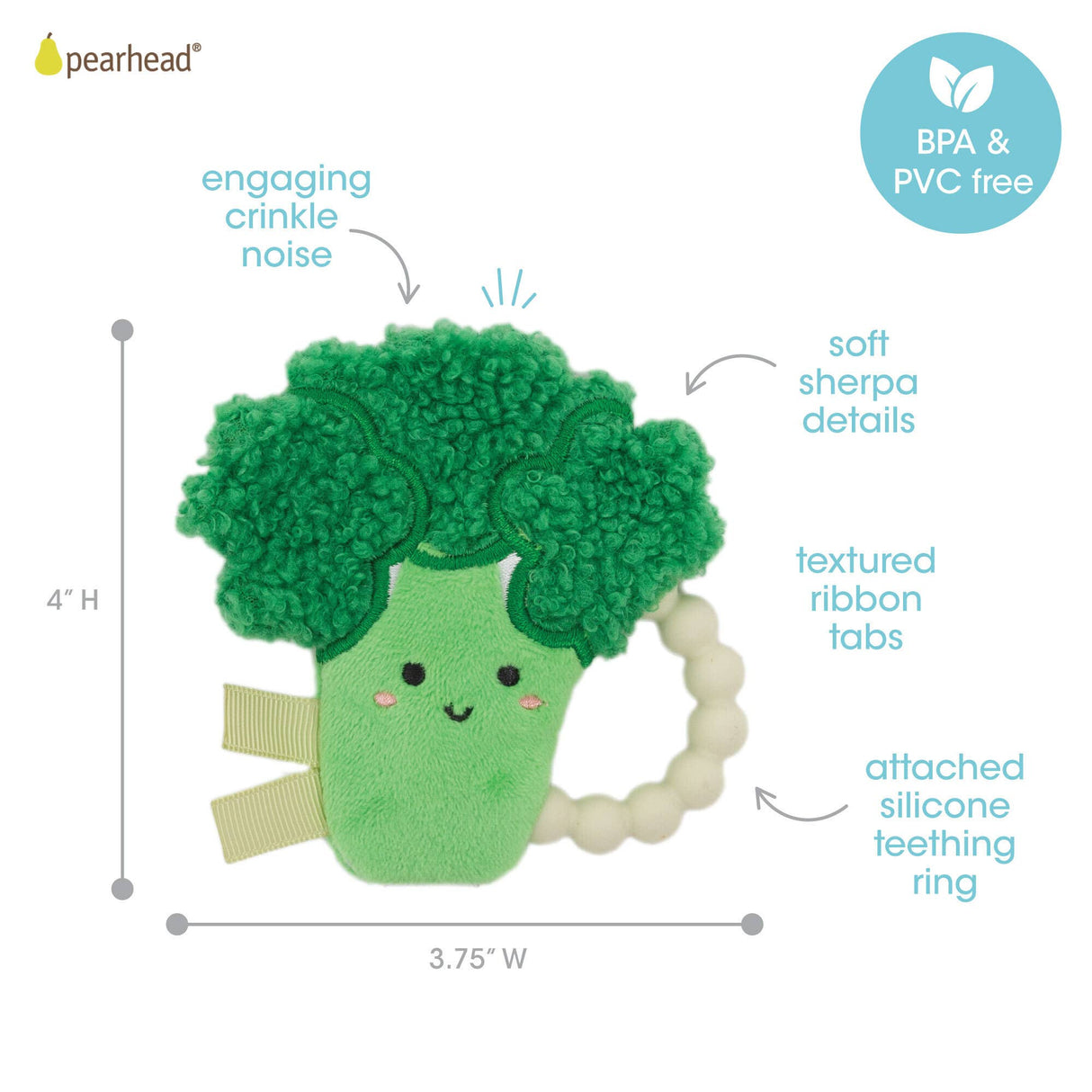 Broccoli Crinkle Baby Teether