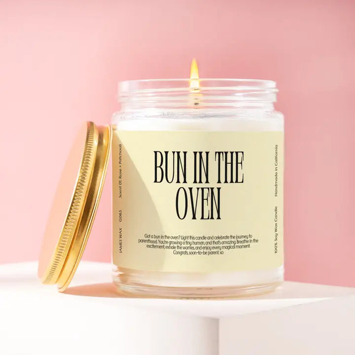 Baby Shower Expecting Moms Bun in the Oven Candle