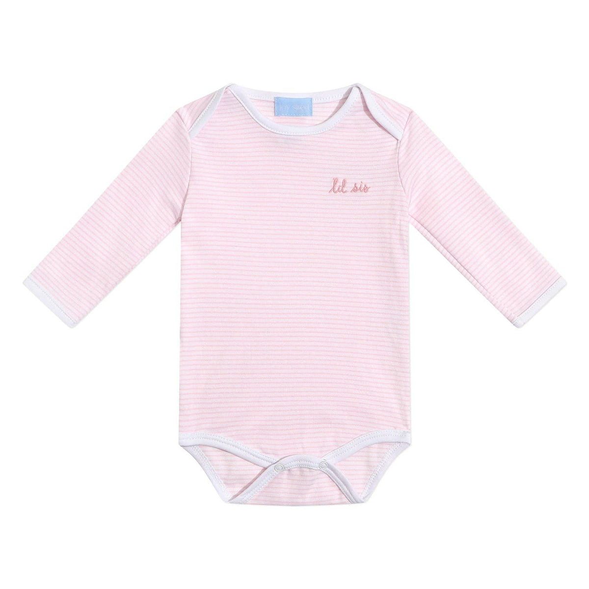 "Lil Sis" Short Sleeve Bodysuit in Pink Stripe