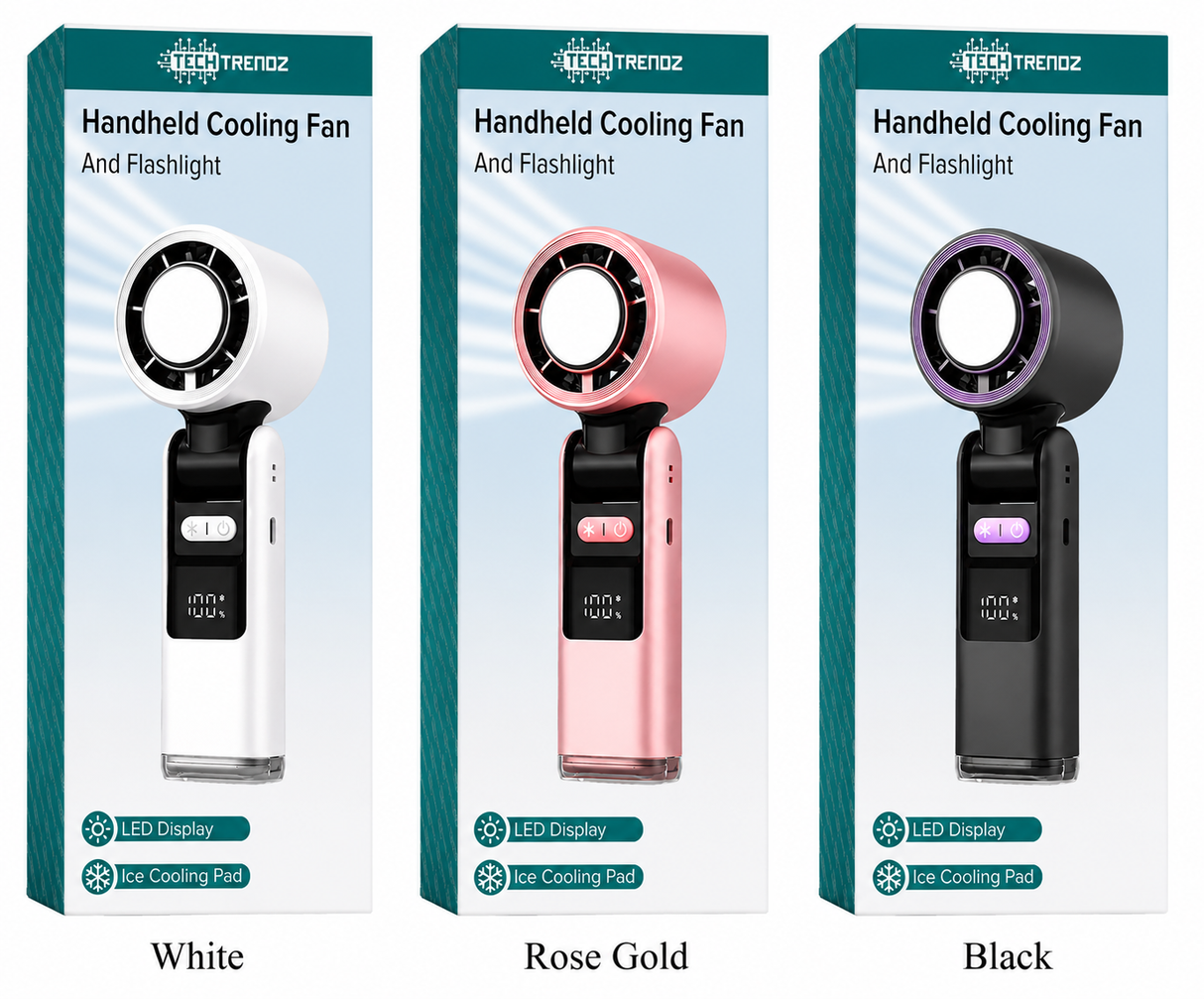Handheld Ice Cooling Fan & Flashlight