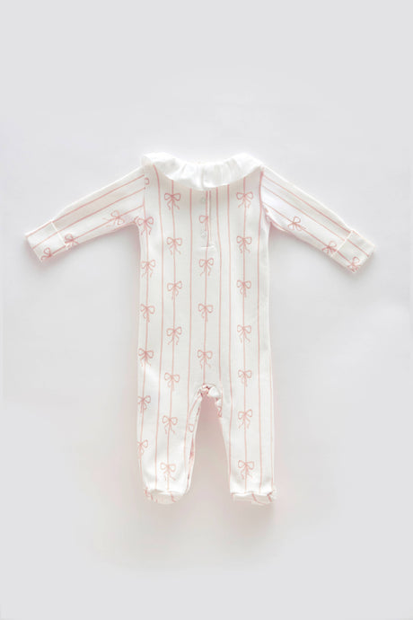 Baby Footed Onesie - Ribbon/Pink