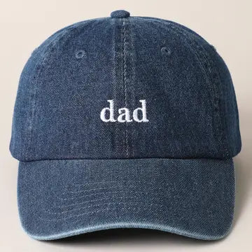 Father's Day Gift Dad Text Embroidered Denim Cap DARK DENIM  ONE SIZE