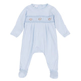 Tiny Tailgater Smocked Footie - Light Blue