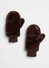 MAD HTR Faux Fur Mittens - Chocolate