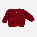 Heart Popcorn Cardigan, Red | Baby & Kid Valentine's Sweater