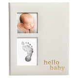 Hello Baby Gray Linen Baby Keepsake Book