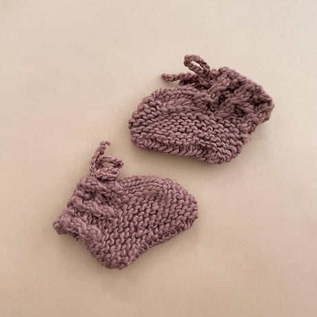 Classic Booties, Mauve | Hand Knit Baby Shoes