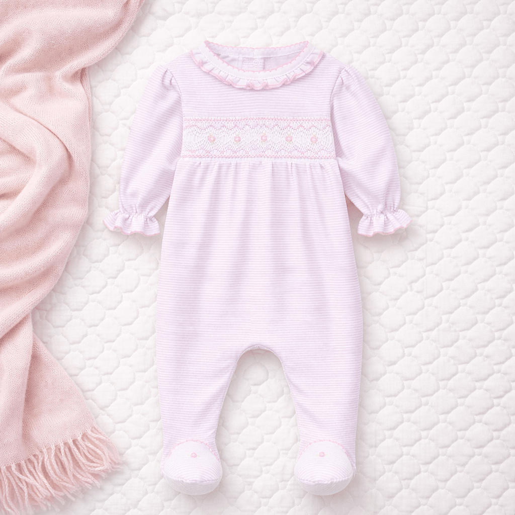 Julia Smocked Footie - Pink