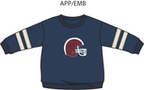 Football Helmets - Drop Sleeve Sweatshirt with Varsity Stripes Maroon Helmet