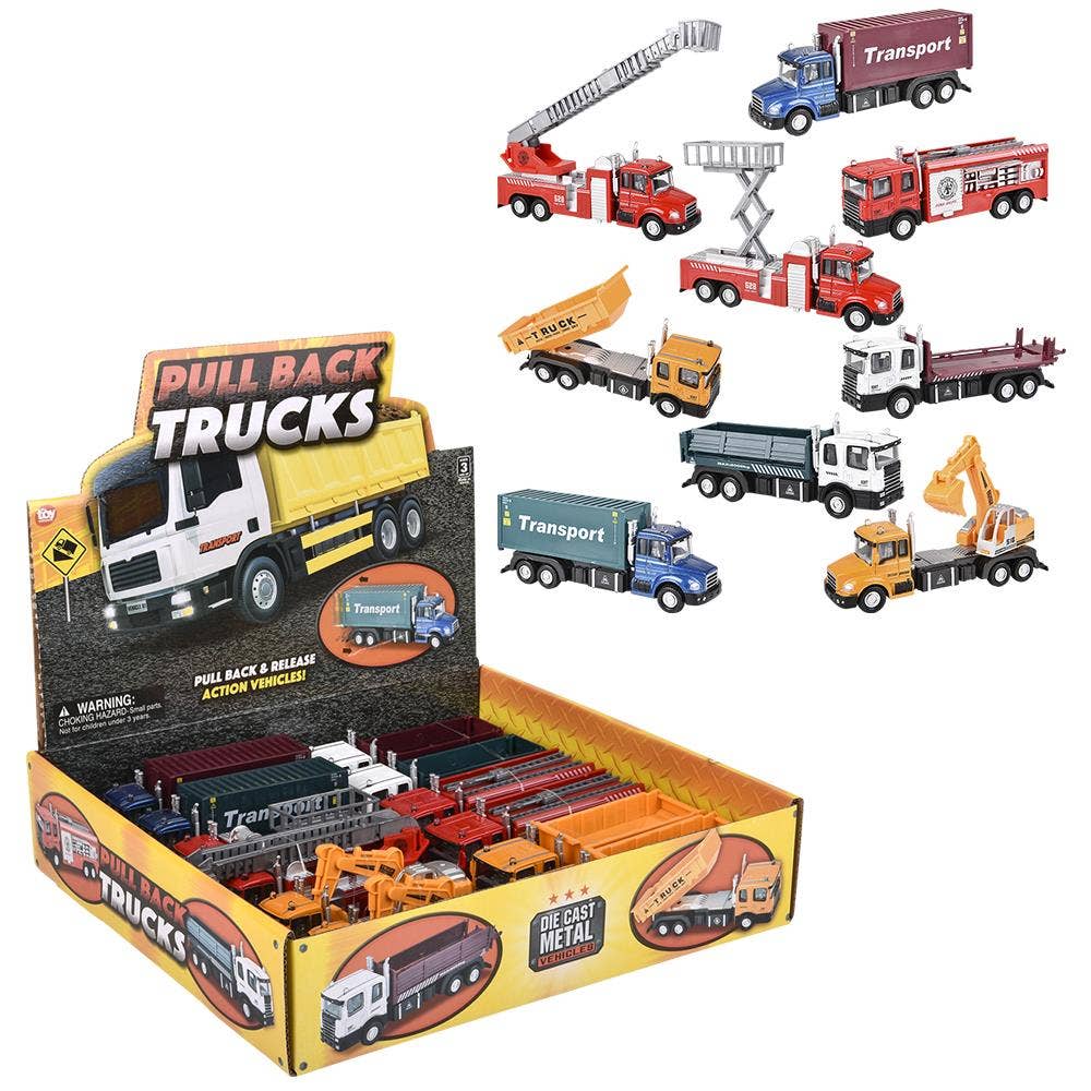 6" Diecast Pull Back Truck Assortment  12/Disp