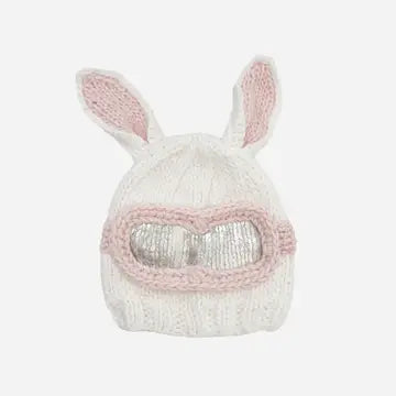 Ski Goggles Beanie, Bunny Baby Kids Winter Snow Hat Metallic