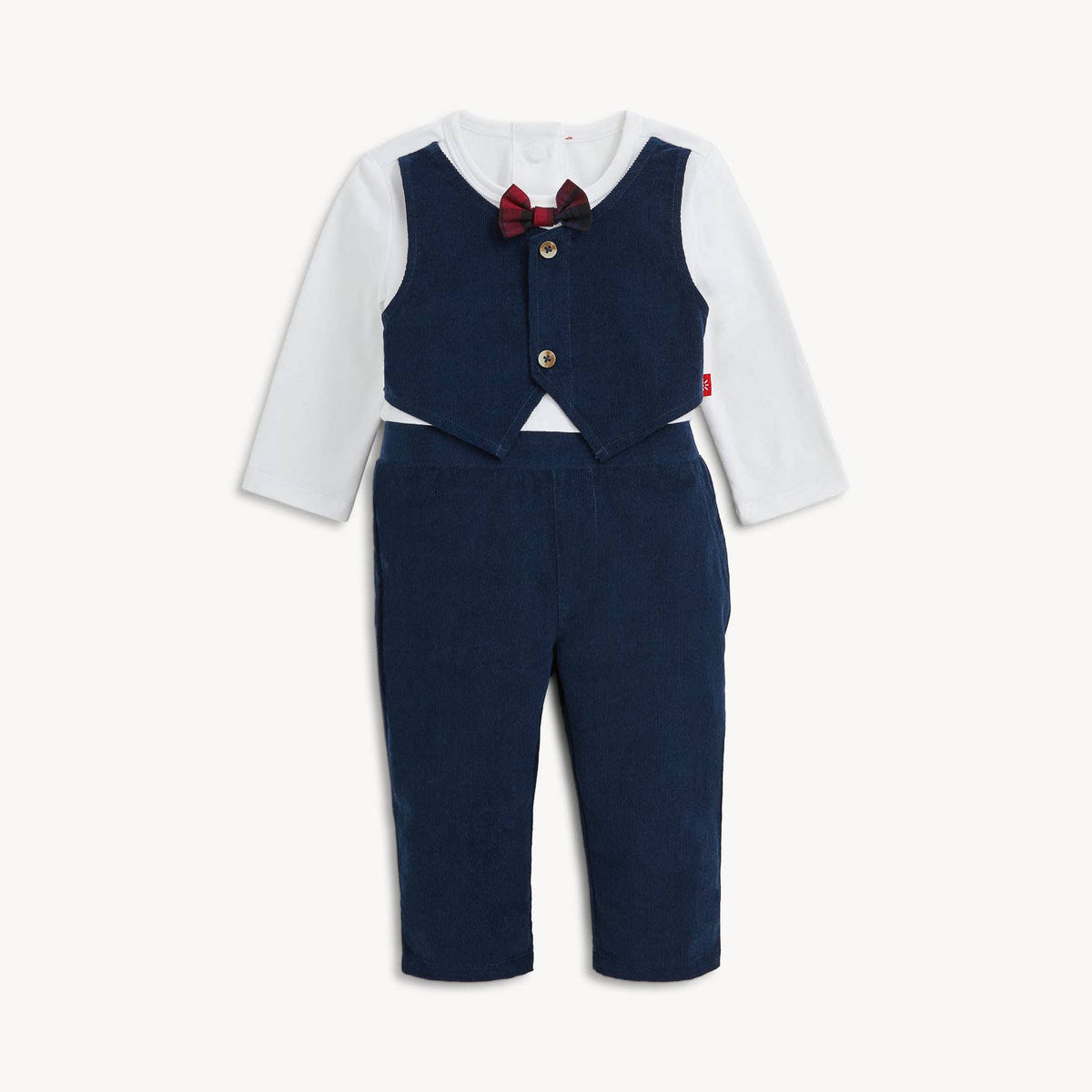 CORDUROY BLUE BOYS DRESS ROMPER