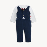 CORDUROY BLUE BOYS DRESS ROMPER