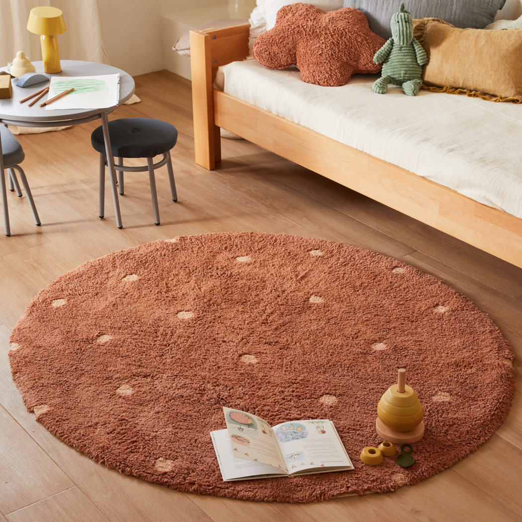 Washable rug Round Dot  Chestnut