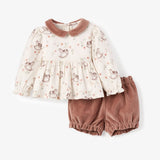 Stable Gardens Printed Top + Velveteen Bottoms