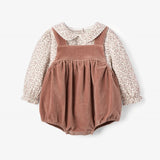 Berry Vines Top + Velveteen Overall Bubble