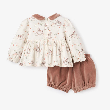 Stable Gardens Printed Top + Velveteen Bottoms