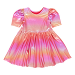 Girls Lame Laurie Dress - Rainbow Pink Lame