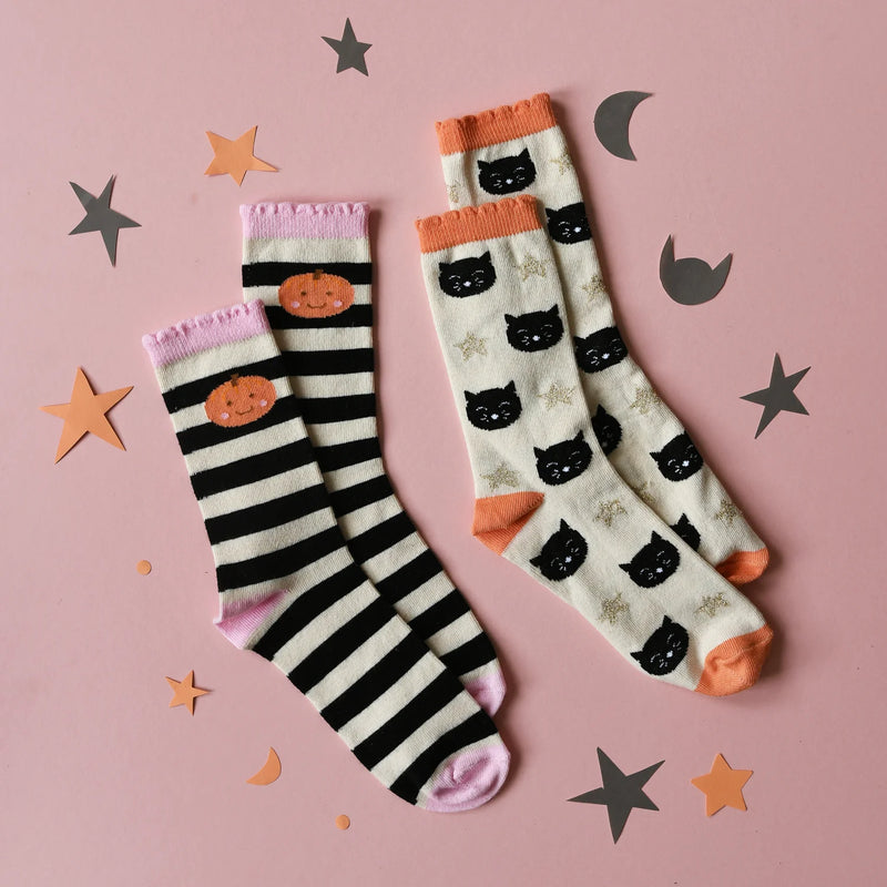 Spooky Halloween 2 Pack Socks 9-12 Jnr