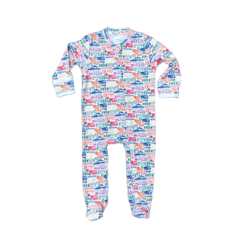 MBTA Vehicles Pattern Zip Onesie