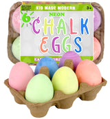  Set of 6 neon-colored egg-shaped chalks for kids