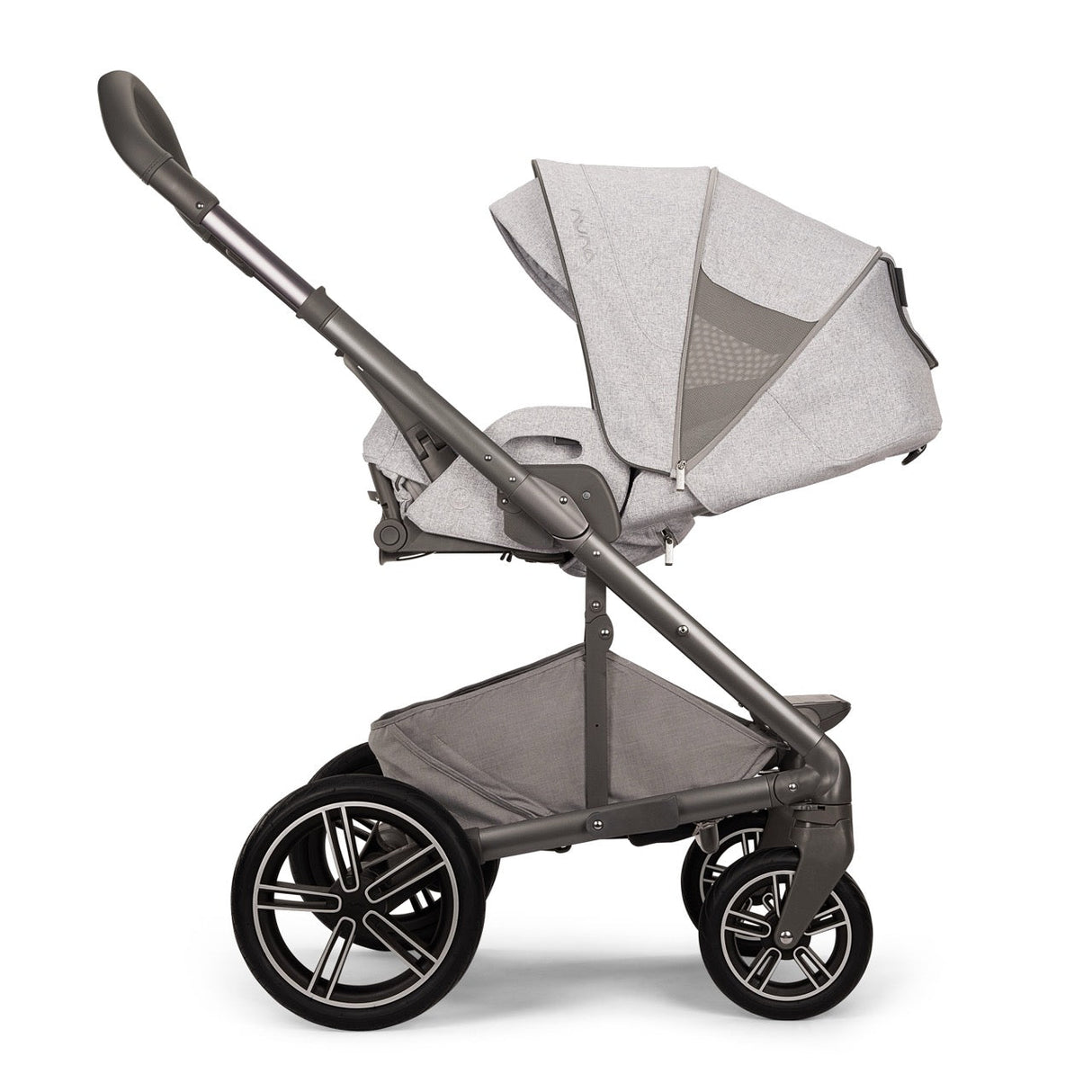 Nuna MIXX Next Stroller in Sterling - parent-facing recline with canopy