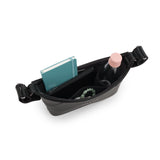 Nuna Leatherette Stroller Organizer in Caviar with cup holder and pouch