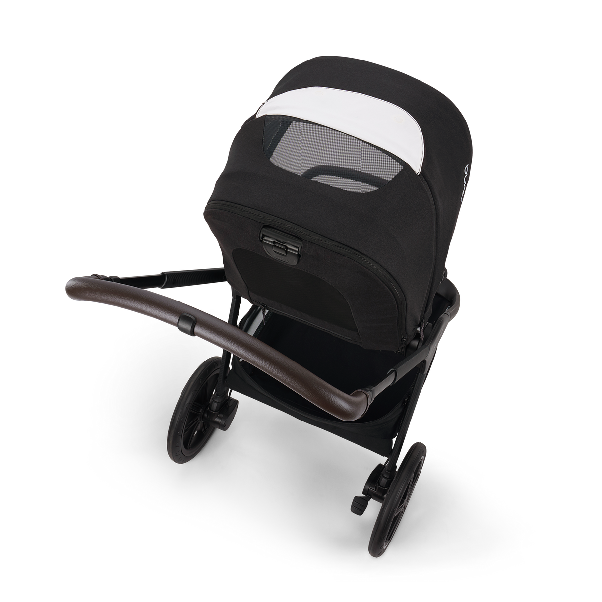 Nuna TRIV LX Stroller in Caviar - canopy peek-a-boo window