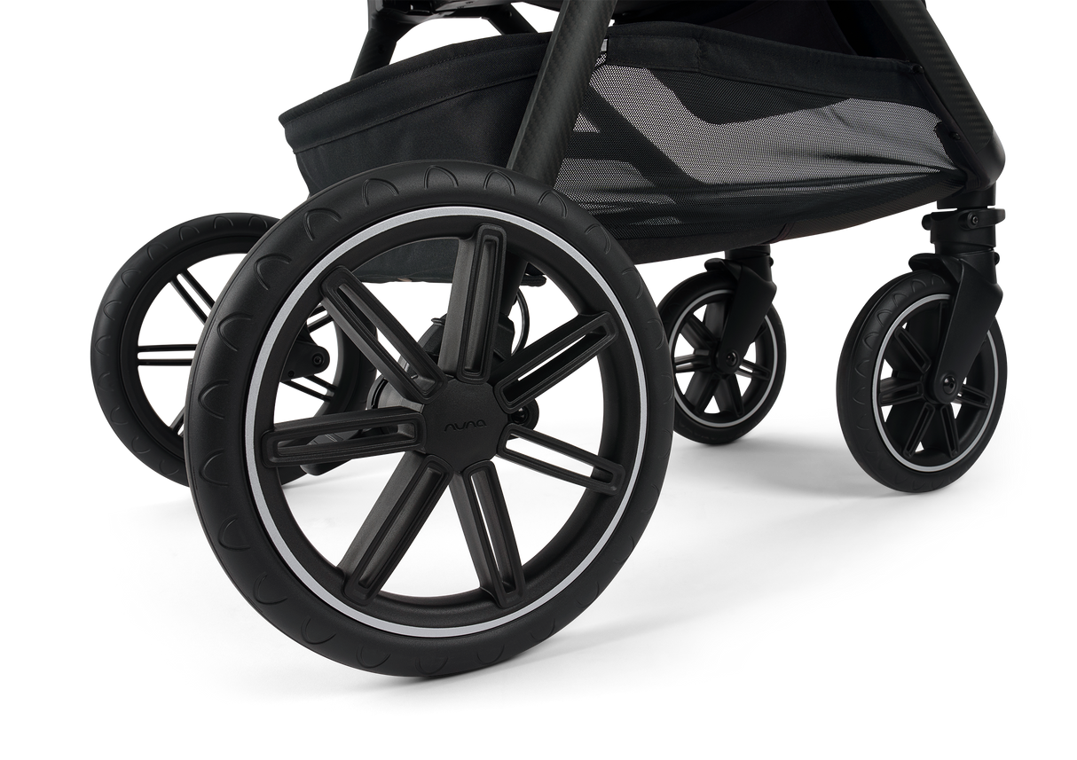 Nuna TRIV LX Stroller in Caviar - wheel detail