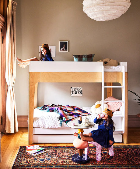  Perch twin bunk bed designed to save space and provide a stylish sleep solution for kids