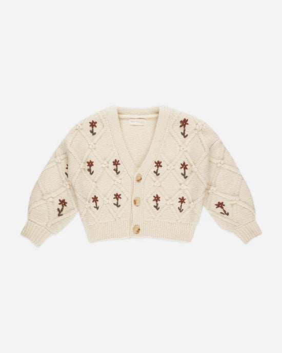 Boxy Cardigan - Winter Floral Embroidery