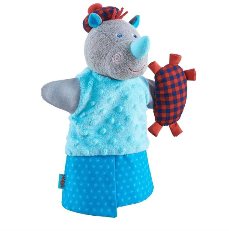 Glove Puppet Rhino With Baby Calf Finger Puppet