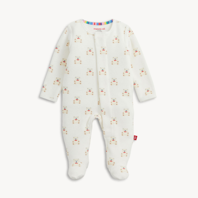 Teddy Bows Velour Footie